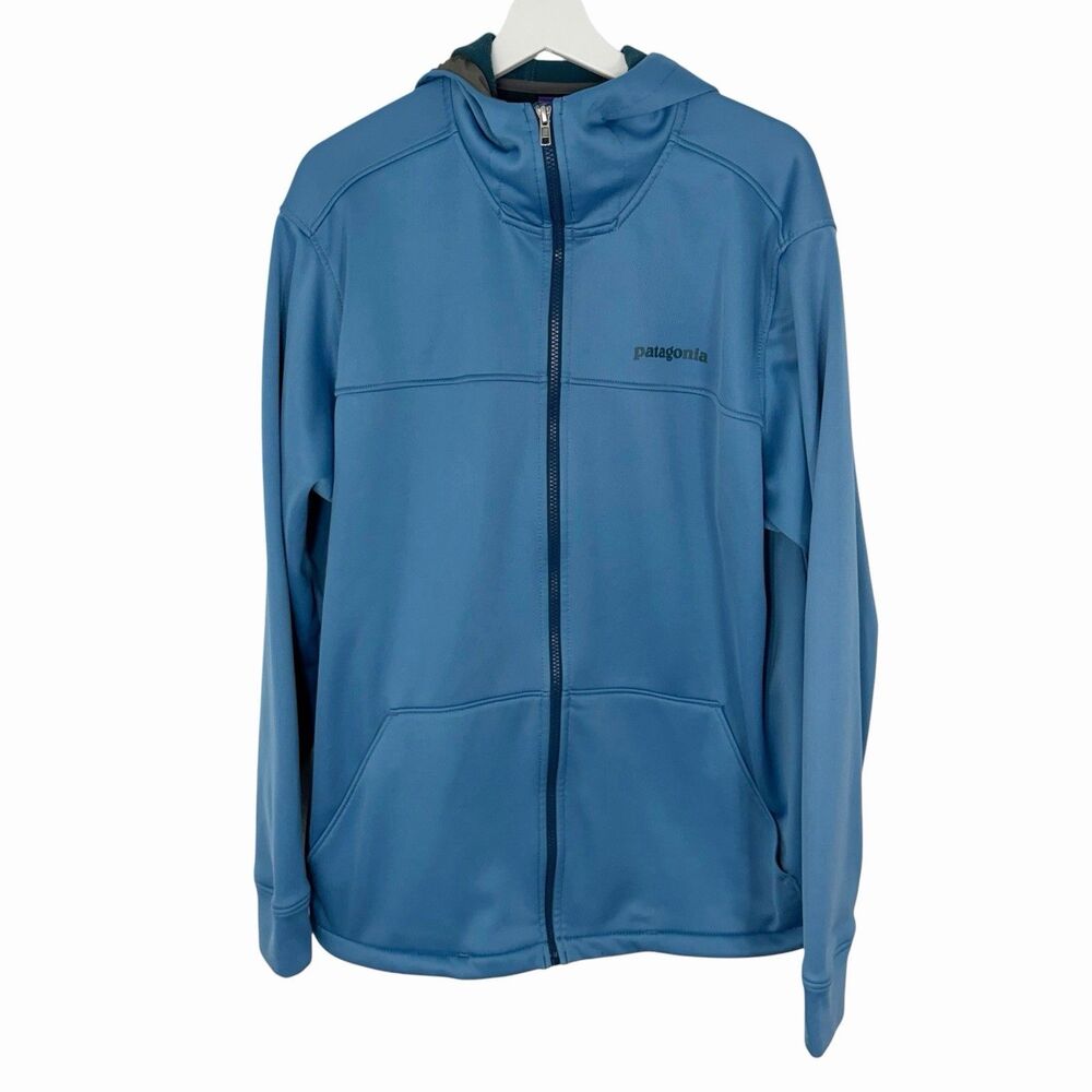 Patagonia Slope Style Hoodie Green Mens Large Light Blue Full Zip Jacket 29832